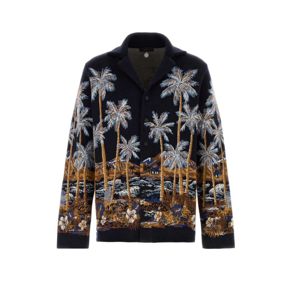Alanui Men Embroidered Wool Blend Diamond Head Cardigan